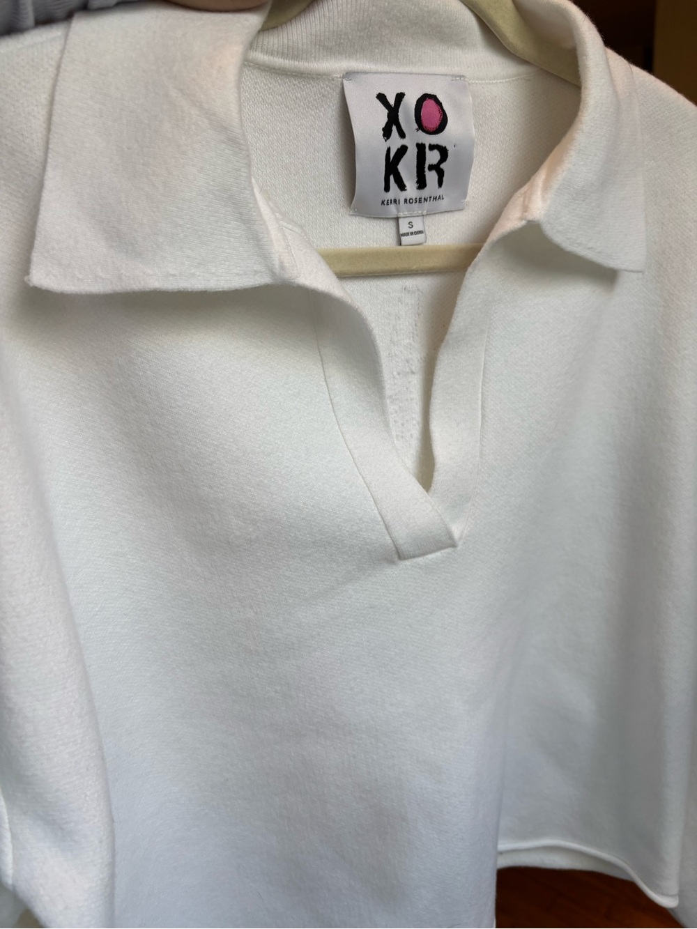 Kerri Rosenthal White Polo with Pink Logo